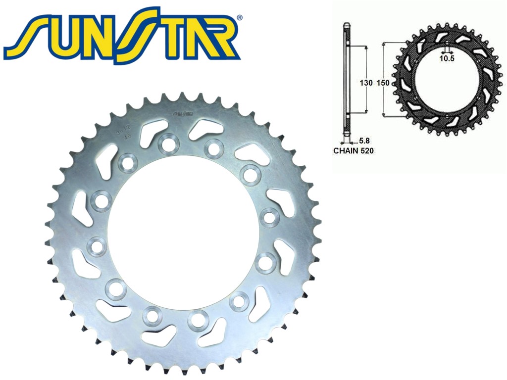 ZĘBATKA TYŁ SUNSTAR STALOWA SUNR1-3612-46