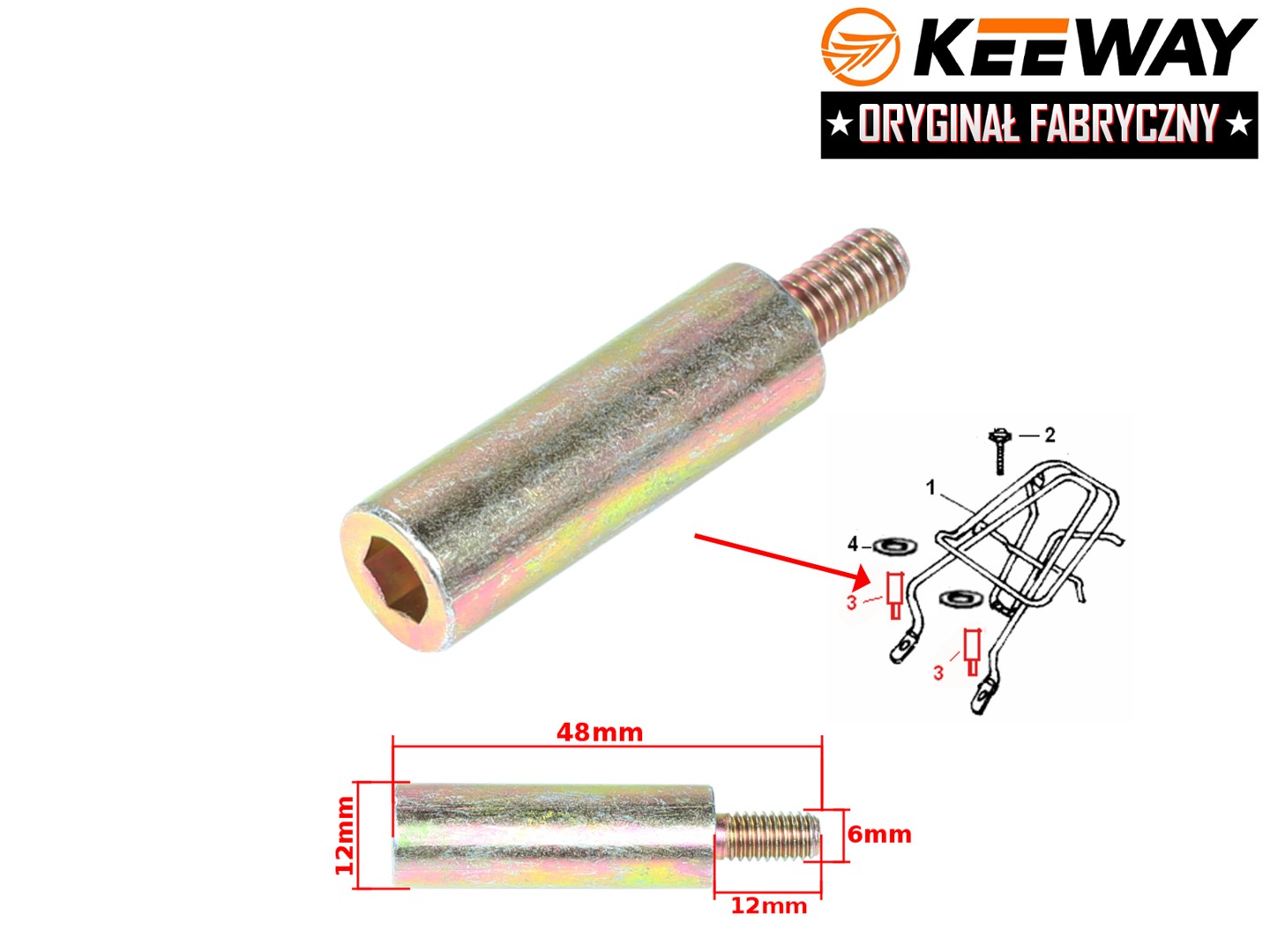 ŚRUBA MOCOWANIA BAGAŻNIKA KEEWAY DŁUGA M6x48 ORYGINAŁ