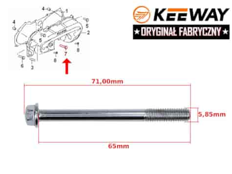 ŚRUBA M6x65mm MOCOWANIA POKRYWY PASKA KEEWAY 2T ORYGINAŁ