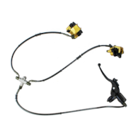HAMULEC KOMPLETNY ATV 125/150 DWA ZACISKI PRZÓD Z MOCOWANIEM LUSTERKA HB