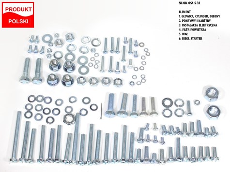 ŚRUBY SILNIKA WFM OSA M52 SILNIK S-33 OCYNK KPL. TI