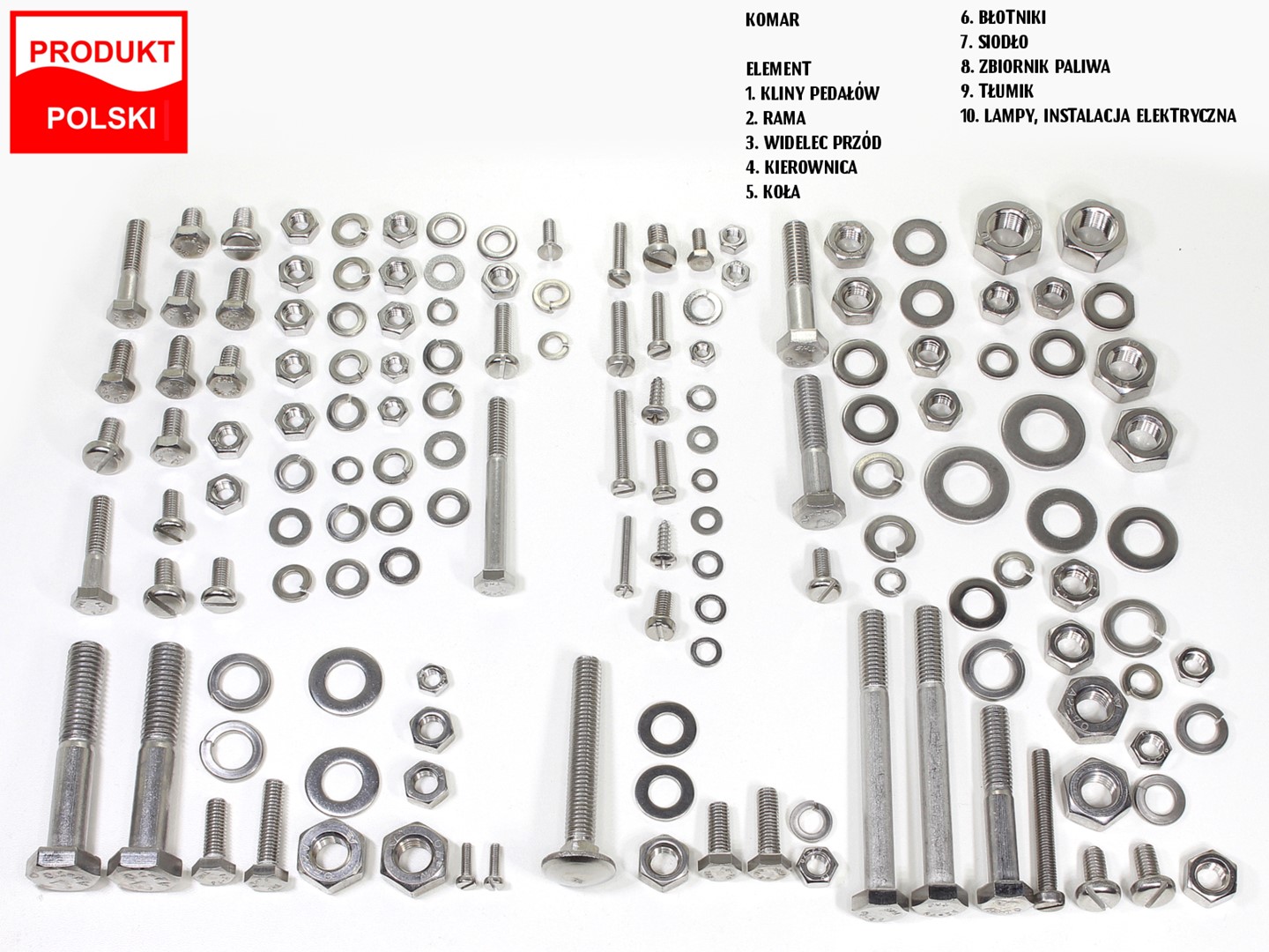 ŚRUBY ROMET KOMAR 2320 KOMPLET NA CAŁY MOTOR STAL NIERDZEWNA TI