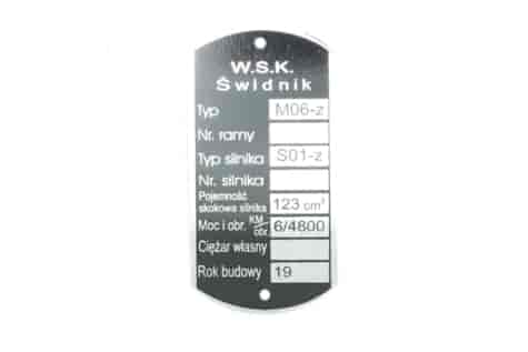 TABLICZKA ZNAMIONOWA WSK M06B3