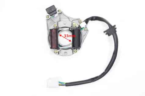 APARAT ZAPŁONOWY STATOR ATV 110/125 2 CEWKI 5 KABLI TZ SILNIK POZIOMY Z OZNACZENIEM 139FMB, 147FMD, 152FMH, 154FMI WYSTĘPUJĄCY W ATV CHIŃSKIE QUADY, MOTOROWERY STREET, CROSS, CZOPER