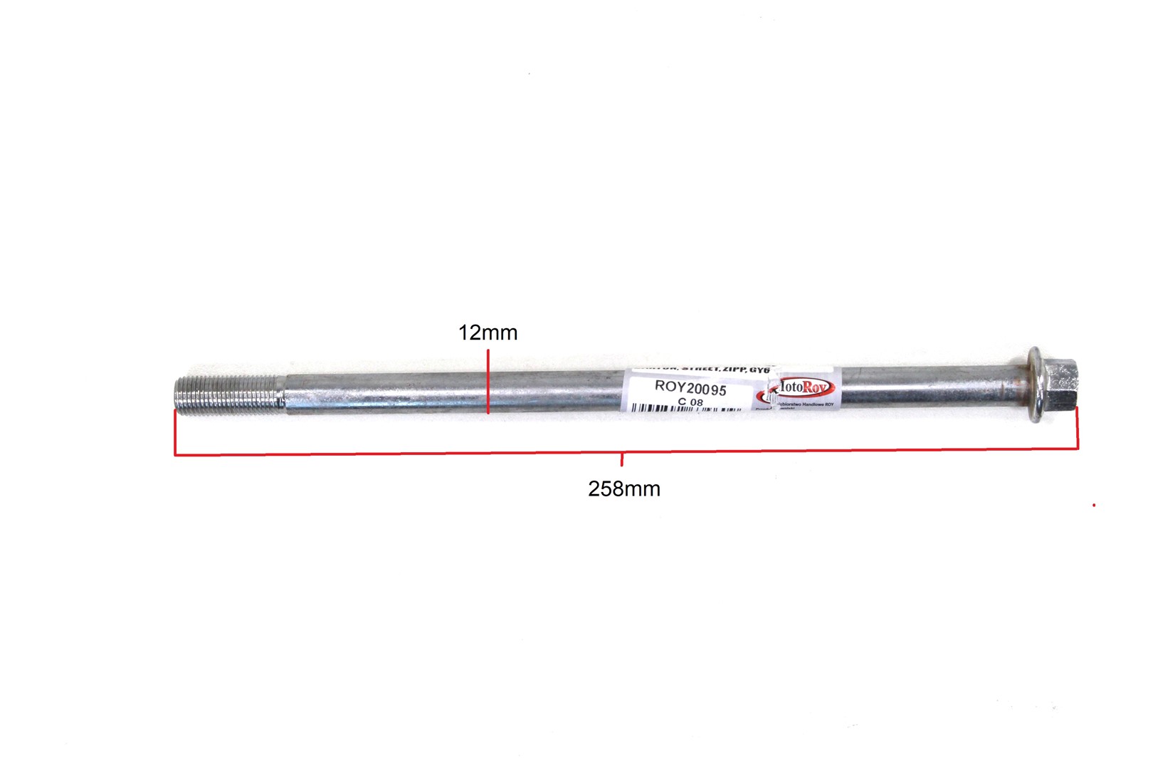 OŚKA M12 x 258mm BENZER, BARTON, STREET, ZIPP, GY6