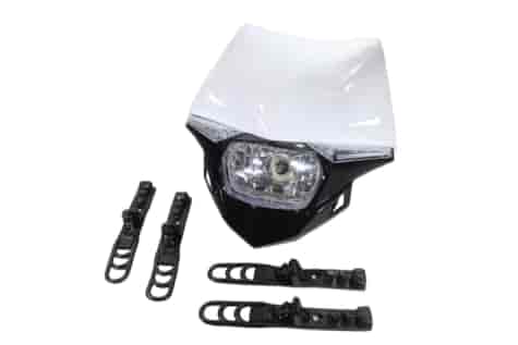 LAMPA PRZÓD CROSS ENDURO Z OWIEWKĄ BIAŁA SC