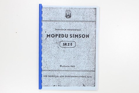 KATALOG INSTRUKCJA OBSŁUGI SIMSON MOPED SR2E