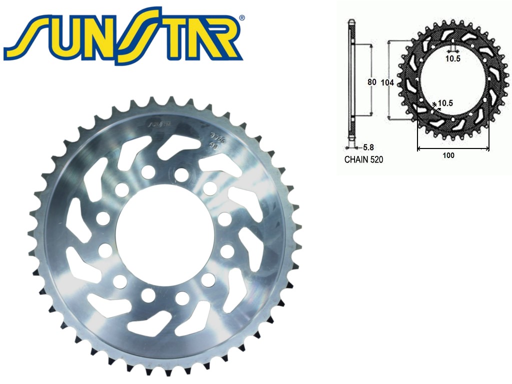 ZĘBATKA TYŁ SUNSTAR STALOWA SUNR1-3356-43