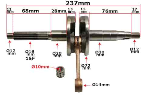 WAŁ KORBOWY KEEWAY HURRICANE 50 PIN 10mm
