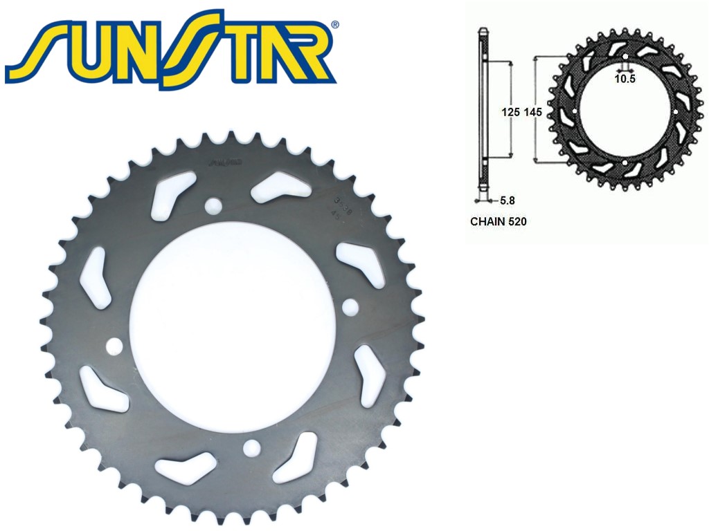 ZĘBATKA TYŁ SUNSTAR STALOWA SUNR1-3538-45