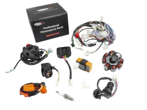 INSTALACJA ELEKTRYCZNA ATV 200 BASHAN ZESTAW ZAPŁONOWY WIĄZKA CEWKA STATOR PRZEŁĄCZNIK STACYJKA MODUŁ REGULATOR STYK ŚWIECA