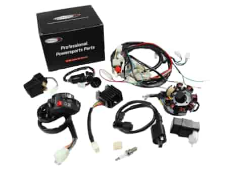 INSTALACJA ELEKTRYCZNA ATV 150/200 CG ZESTAW ZAPŁONOWY WIĄZKA CEWKA STATOR PRZEŁĄCZNIK STACYJKA MODUŁ REGULATOR STYK ŚWIECA