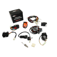 INSTALACJA ELEKTRYCZNA CROSS 150/200 CG ATV 150/200/250 ZESTAW ZAPŁONOWY WIĄZKA CEWKA STATOR PRZEŁĄCZNIK MODUŁ STACYJKA STYK REGULATOR ŚWIECA