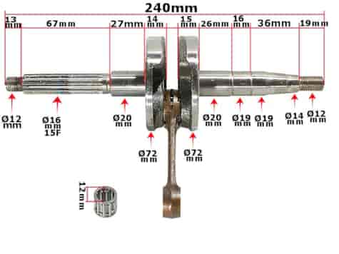 WAŁ KORBOWY KEEWAY HURRICANE 50 PIN 12mm ROB