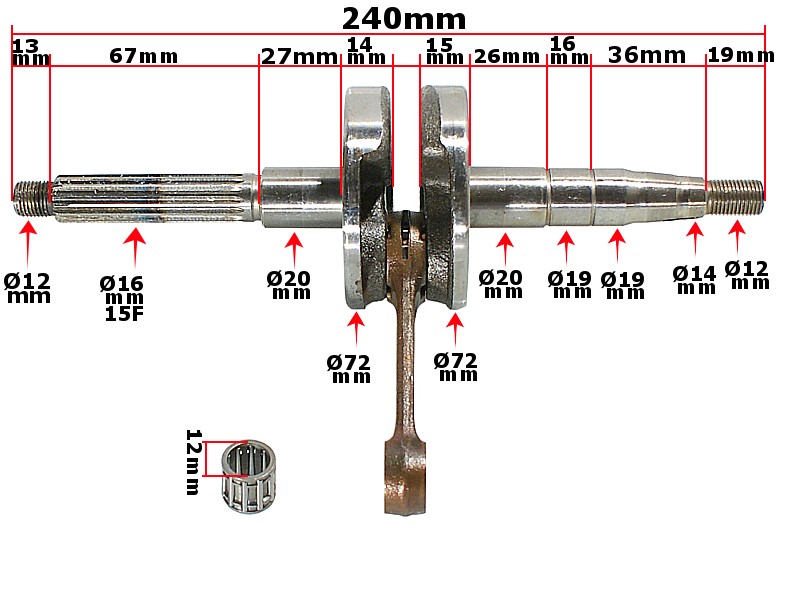 WAŁ KORBOWY KEEWAY PIN 12mm ROB