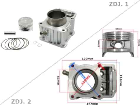 CYLINDER ATV 200 CG 63,5mm PIN 15mm LC BASHAN