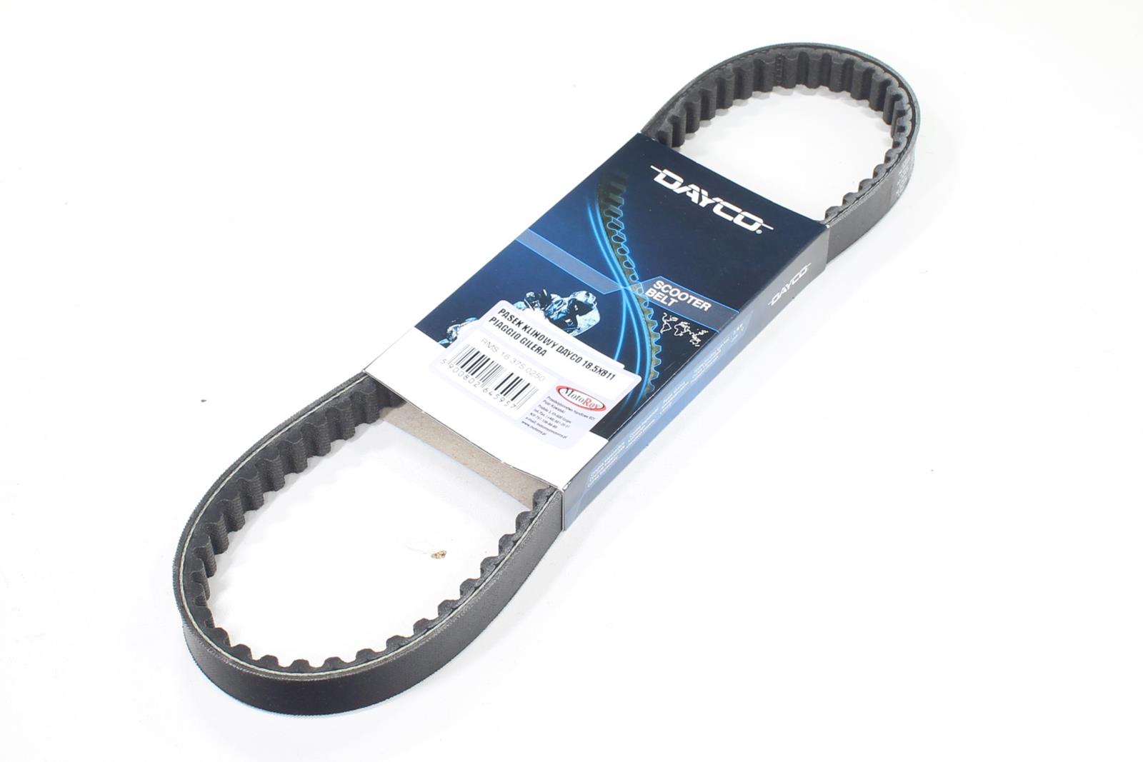PASEK NAPĘDOWY DAYCO 811x18,5x8 APRILIA DERBI GILERA PIAGGIO 50 RMS PASUJE DO MODELI: APRILIA-MOJITO/SCARABEO/SR DERBI-ATLANTIS/GP1 GILERA-ICE/RUNNER/STALKER/STORM/TYPHOON