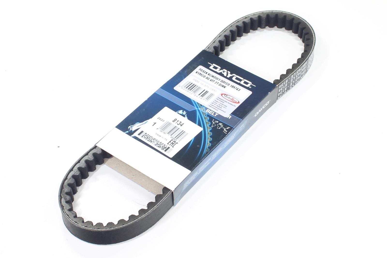 PASEK NAPĘDOWY DAYCO 743x18x8 KYMCO AGILITY/B&W/DINK/LIKE/PEOPLE/SUPER 8/SUPER 9/VITALITY 50 4T RMS