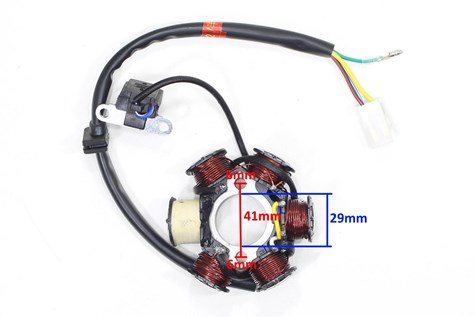 APARAT ZAPŁONOWY STATOR ATV 110/125 6 CEWEK 5 KABLI TZ SILNIK POZIOMY Z OZNACZENIEM 139FMB, 147FMD, 152FMH, 154FMI WYSTĘPUJĄCY W ATV CHIŃSKIE QUADY, MOTOROWERY STREET, CROSS, CZOPER