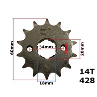 ZĘBATKA PRZÓD 428-14z ATV STREET CG-150 CG-200 ROB