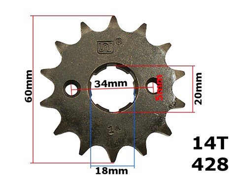 ZĘBATKA PRZÓD 428-14z ATV STREET CG-150 CG-200 ROB