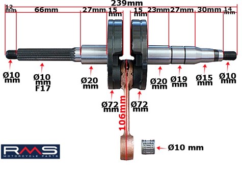 WAŁ KORBOWY APRILIA50 BENELLI BETA MALAGUTI PIN10