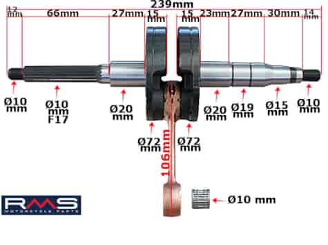 WAŁ KORBOWY APRILIA 50 BENELLI BETA MALAGUTI PIN 10mm RMS