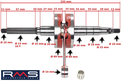 WAŁ KORBOWY MINARELI VERTICAL APRILIA RACING PIN10