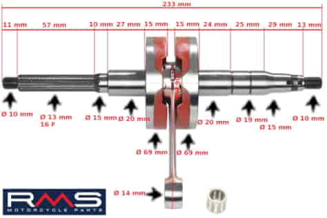 WAŁ KORBOWY MINARELI VERTICAL APRILIA RACING PIN10mm RMS