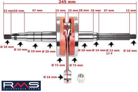 WAŁ KORBOWY MINARELLI HORIZONTAL RACING PIN10 RMS