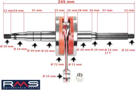 WAŁ KORBOWY MINARELLI HORIZONTAL RACING PIN 10mm RMS