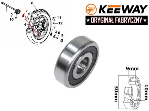 ŁOŻYSKO 6200 2RS KOŁA PRZÓD KEEWAY HURRICANE ORYGINAŁ