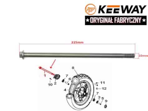 OŚKA KOŁA PRZÓD KEEWAY HURRICANE 50 2T RYGINAŁ