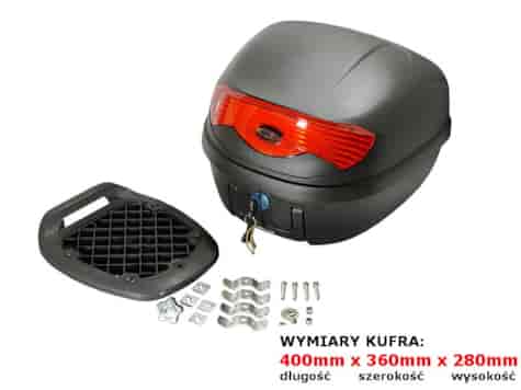 KUFER YM-808 CZERWONY ODBLASK 29L