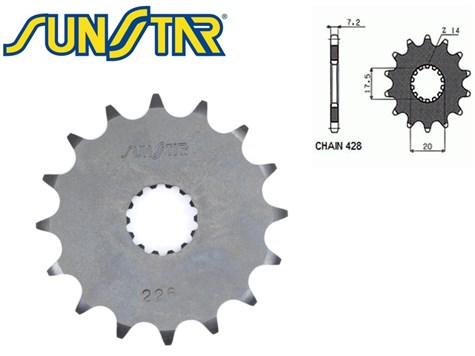 ZĘBATKA PRZÓD SUNSTAR SUNF226-16 DERBI YAMAHA DT 125