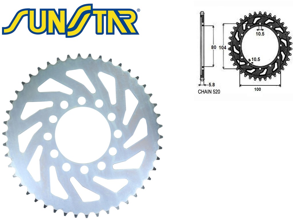 ZĘBATKA TYŁ SUNSTAR STALOWA SUNR1-3356-46