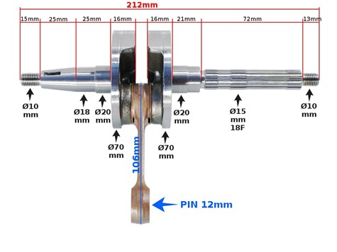 WAŁ KORBOWY PIAGGIO SFERA ZIP QUARTZ TYPHOON 50 RMS