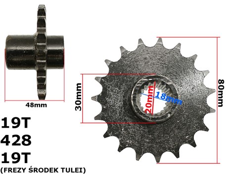 ZĘBATKA PRZÓD 428-19z ATV 150 DIABLO Z TULEJĄ MAŁY WAŁEK HB