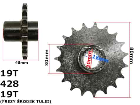 ZĘBATKA PRZÓD 428-19z ATV 150 DIABLO Z TULEJĄ MAŁY WAŁEK