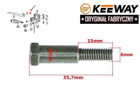 ŚRUBA MOCOWANIA DŹWIGNI HAMULCA KEEWAY M6 ORYGINAŁ
